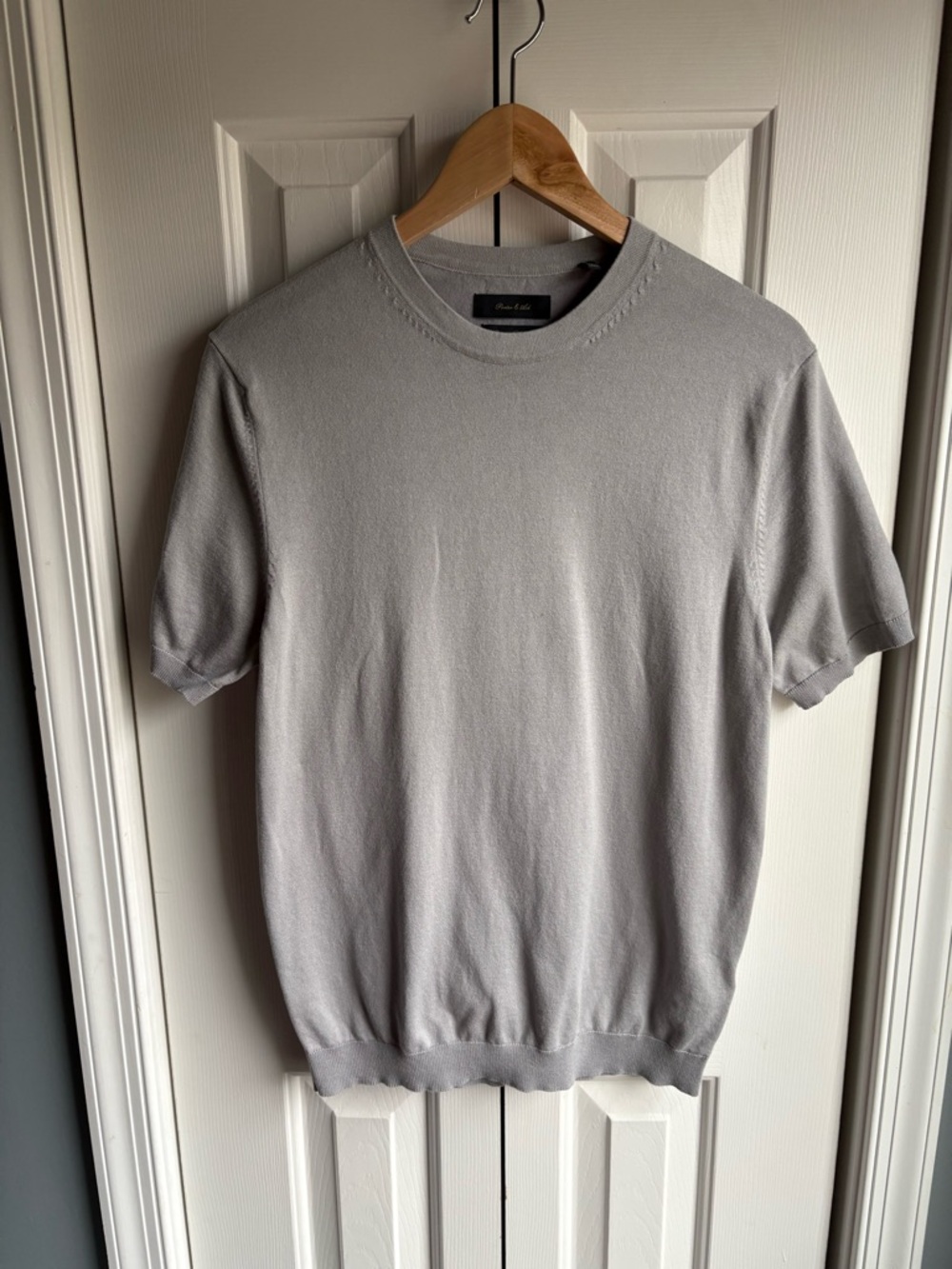 Porter & Ash Mens Gray Short Sleeve Viscose Blend Sweater Top Size Medium